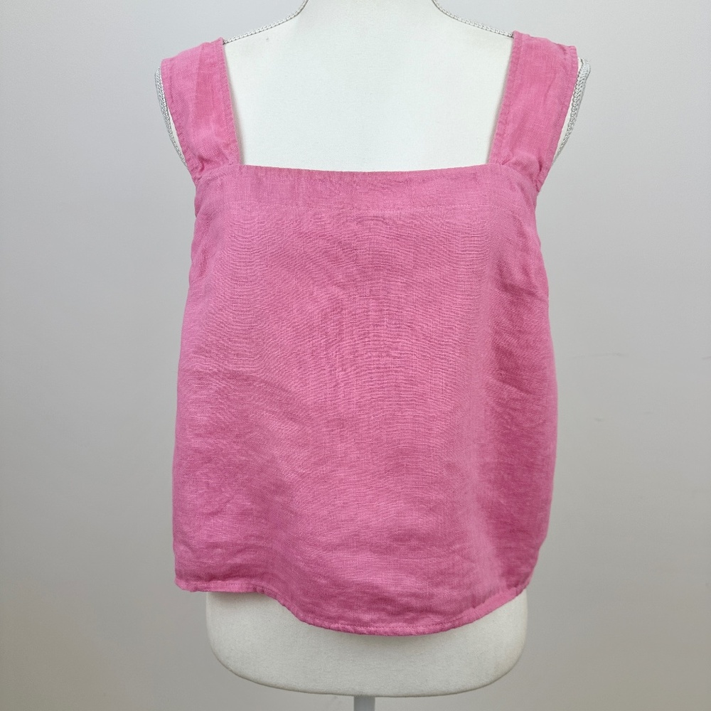 SOLD* Madewell Irene 100% Linen Cross Back Sleeveless Crop Top Pink - Picture 2 of 9